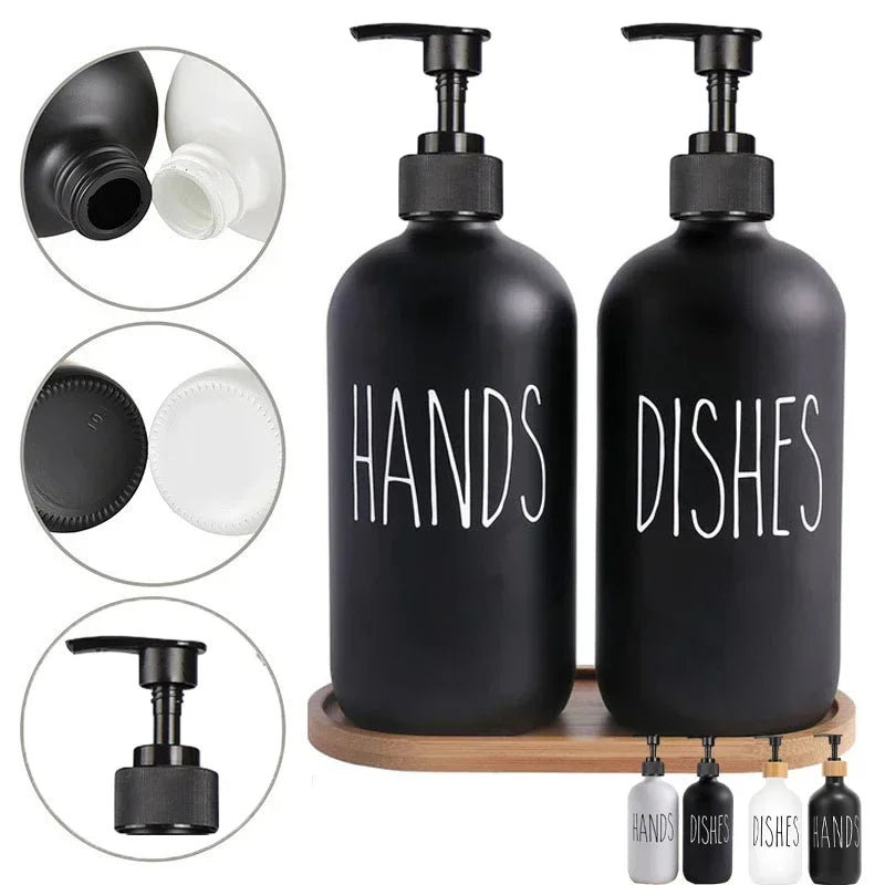 Matte Black Refillable Soap Dispenser Set (500 ml)