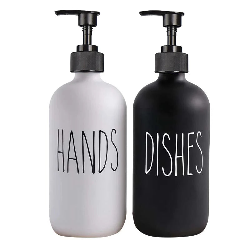 Matte Black Refillable Soap Dispenser Set (500 ml)
