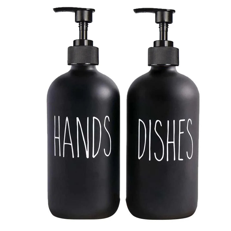Matte Black Refillable Soap Dispenser Set (500 ml)
