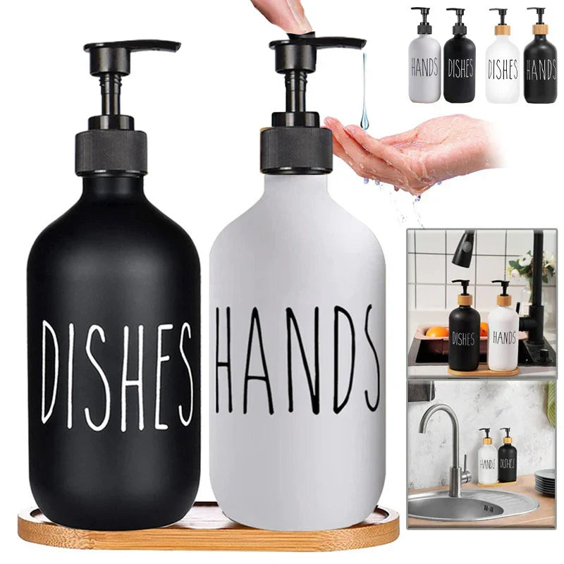 Matte Black Refillable Soap Dispenser Set (500 ml)