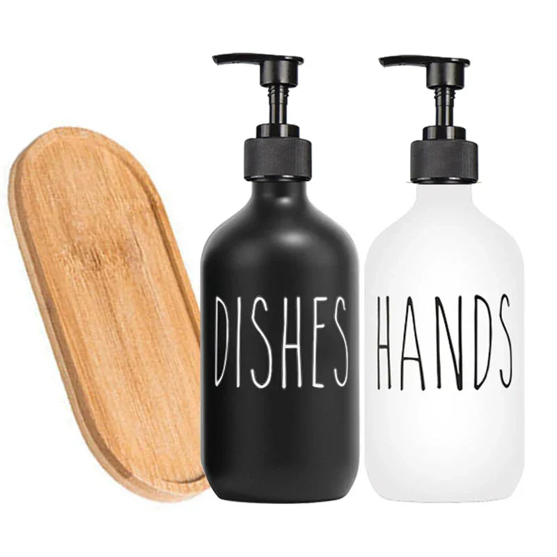 Matte Black Refillable Soap Dispenser Set (500 ml)