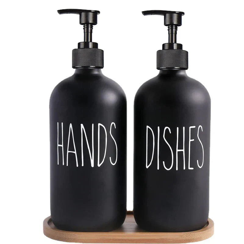Matte Black Refillable Soap Dispenser Set (500 ml)