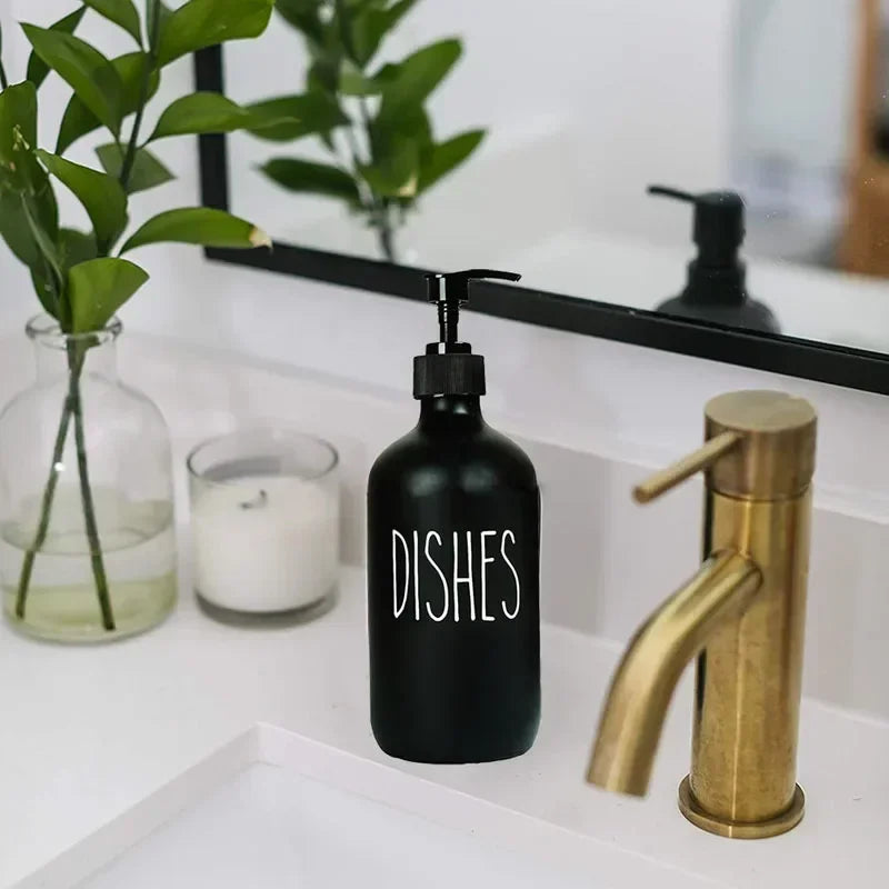 Matte Black Refillable Soap Dispenser Set (500 ml)