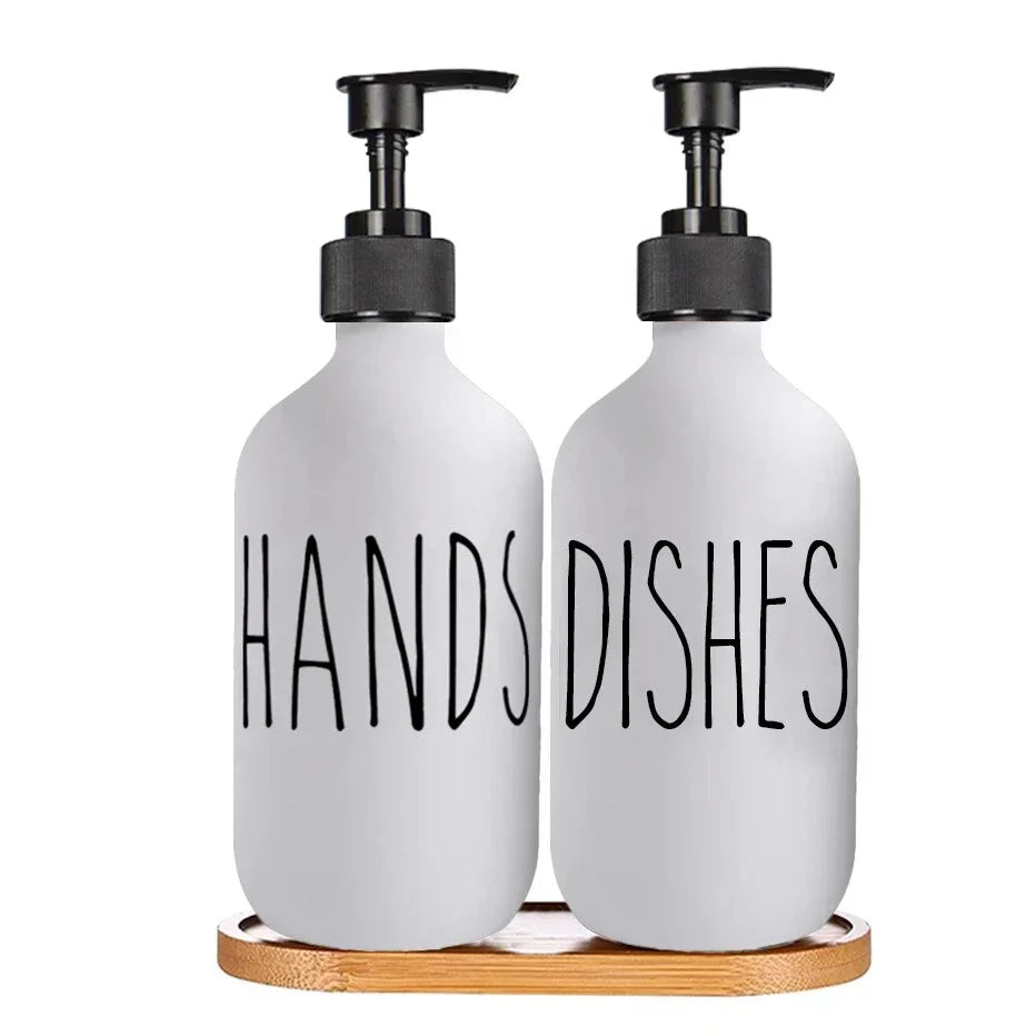 Matte Black Refillable Soap Dispenser Set (500 ml)