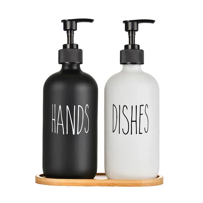 Matte Black Refillable Soap Dispenser Set (500 ml)
