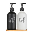 Matte Black Refillable Soap Dispenser Set (500 ml)