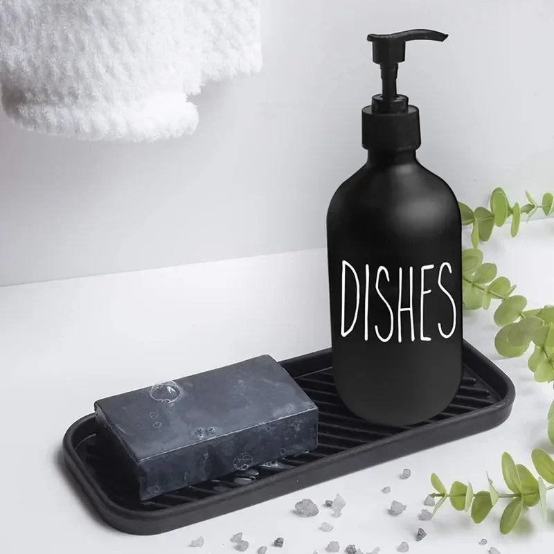 Matte Black Refillable Soap Dispenser Set (500 ml)