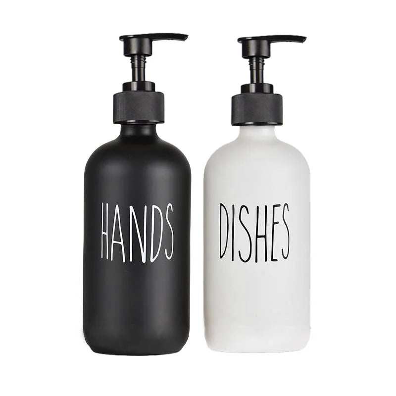 Matte Black Refillable Soap Dispenser Set (500 ml)