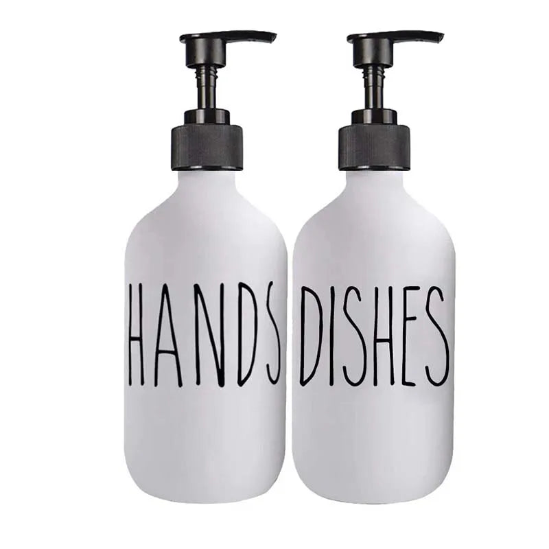 Matte Black Refillable Soap Dispenser Set (500 ml)