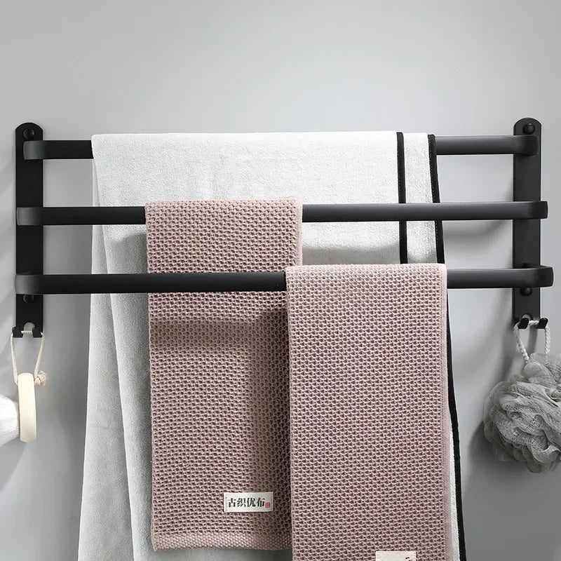 Matte Black Rust-Resistant Aluminum Towel Bar (Wall-Mounted)