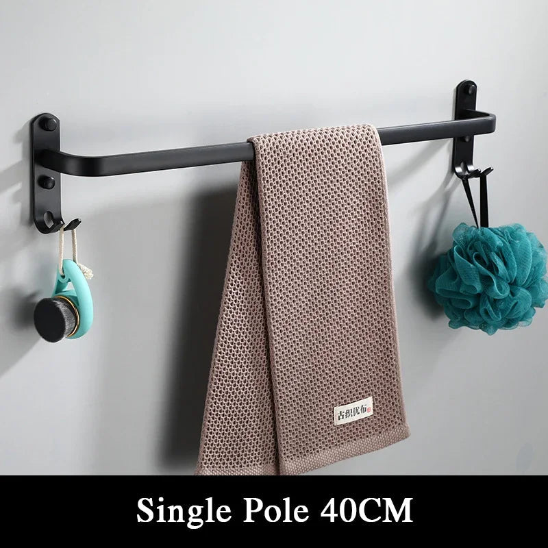 Matte Black Rust-Resistant Aluminum Towel Bar (Wall-Mounted)