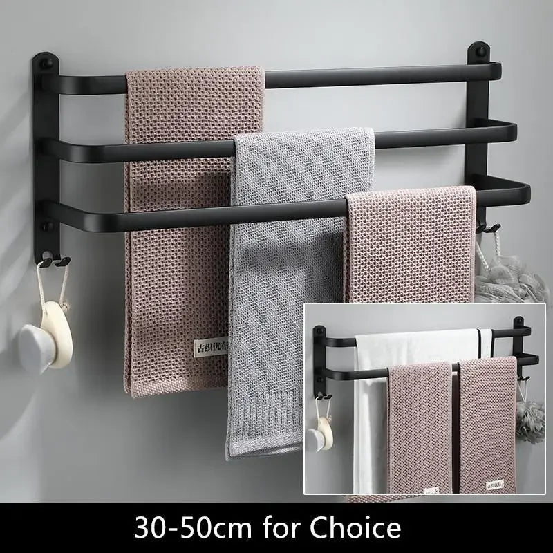 Matte Black Rust-Resistant Aluminum Towel Bar (Wall-Mounted)