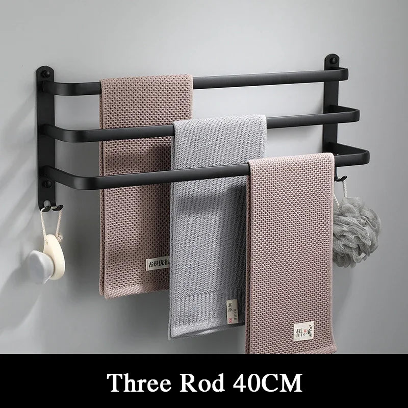 Matte Black Rust-Resistant Aluminum Towel Bar (Wall-Mounted)