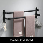 Matte Black Rust-Resistant Aluminum Towel Bar (Wall-Mounted)