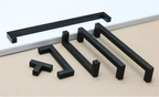 Matte Black Scratch-Resistant Aluminum Alloy Square Bar Pull (Multiple Sizes)