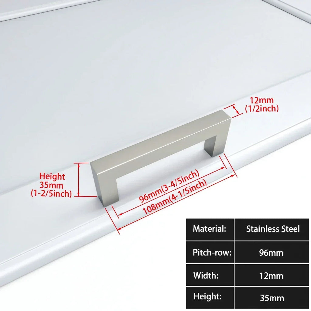 Matte Black Scratch-Resistant Aluminum Alloy Square Bar Pull (Multiple Sizes)