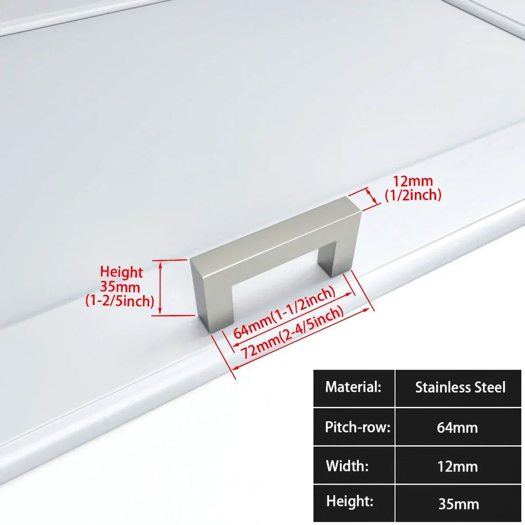 Matte Black Scratch-Resistant Aluminum Alloy Square Bar Pull (Multiple Sizes)