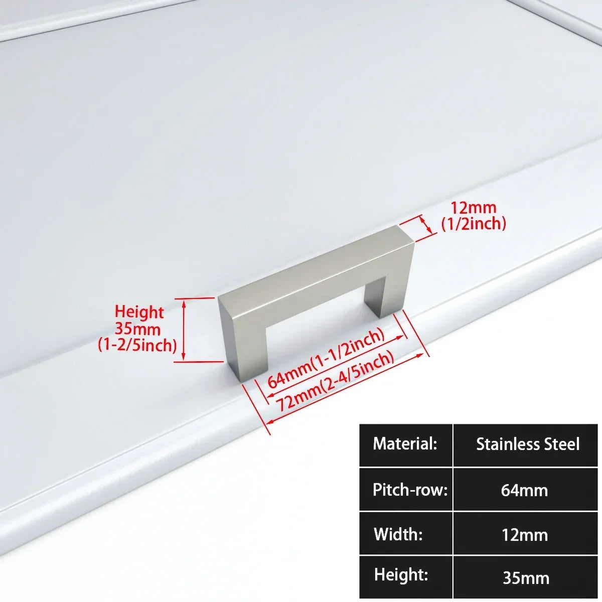 Matte Black Scratch-Resistant Aluminum Alloy Square Bar Pull (Multiple Sizes)