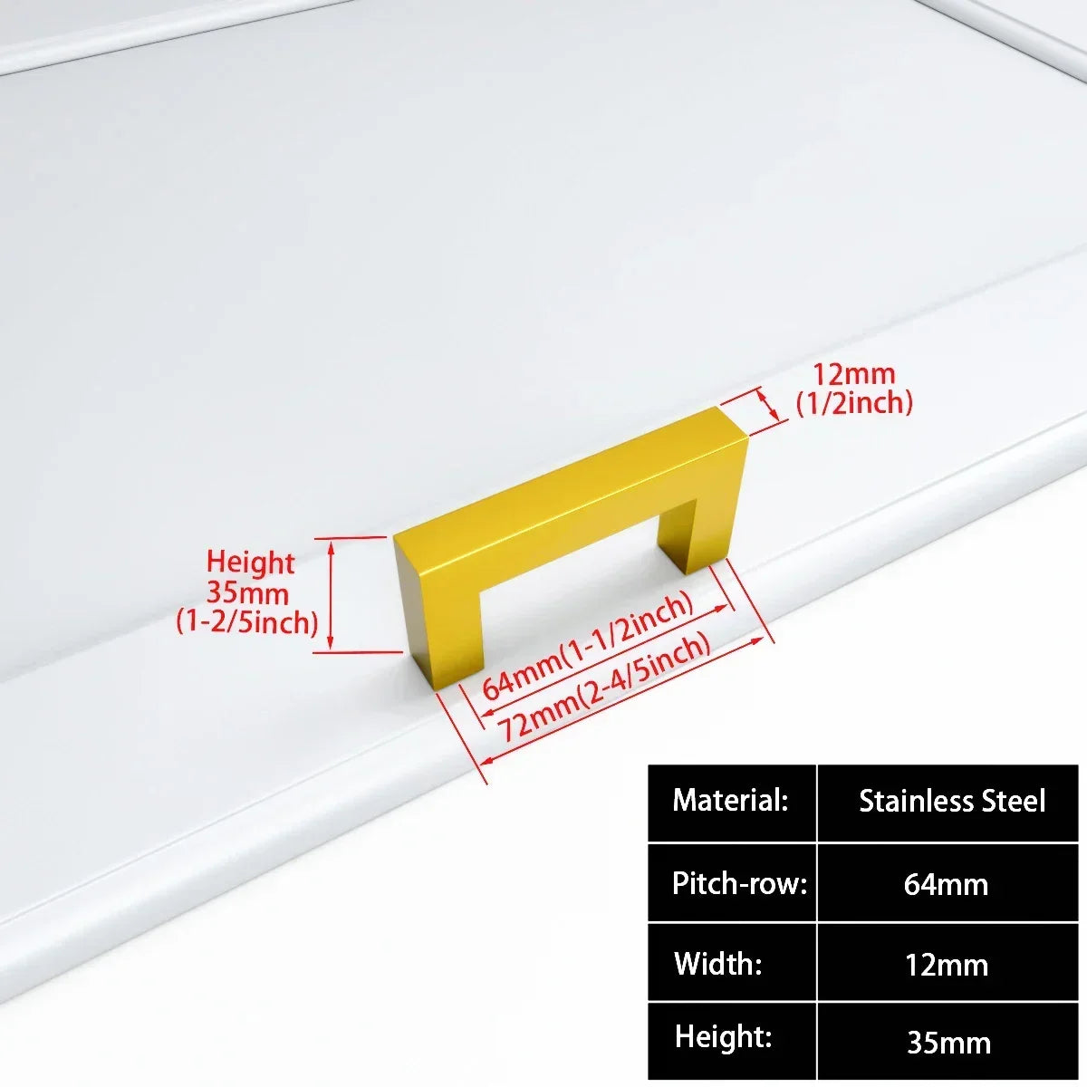 Matte Black Scratch-Resistant Aluminum Alloy Square Bar Pull (Multiple Sizes)
