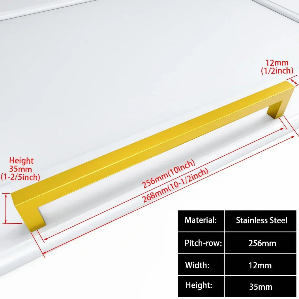 Matte Black Scratch-Resistant Aluminum Alloy Square Bar Pull (Multiple Sizes)