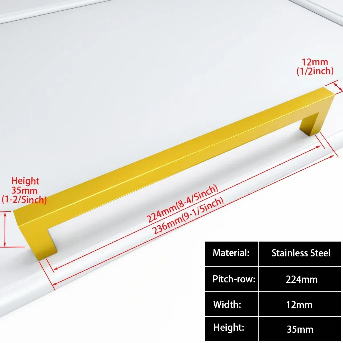 Matte Black Scratch-Resistant Aluminum Alloy Square Bar Pull (Multiple Sizes)