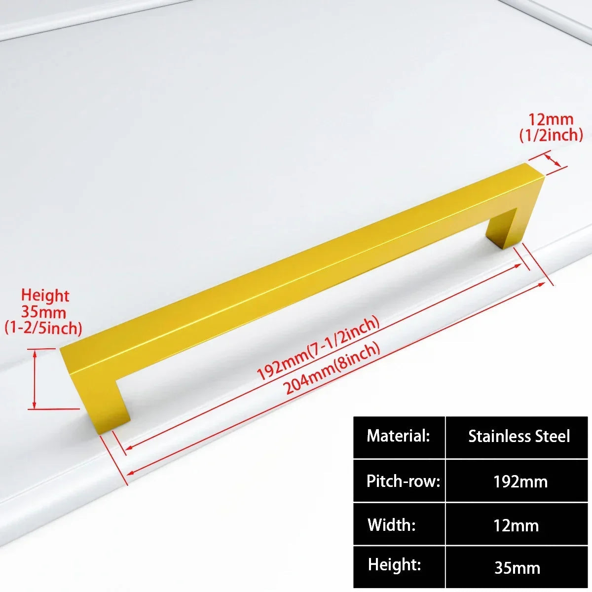 Matte Black Scratch-Resistant Aluminum Alloy Square Bar Pull (Multiple Sizes)