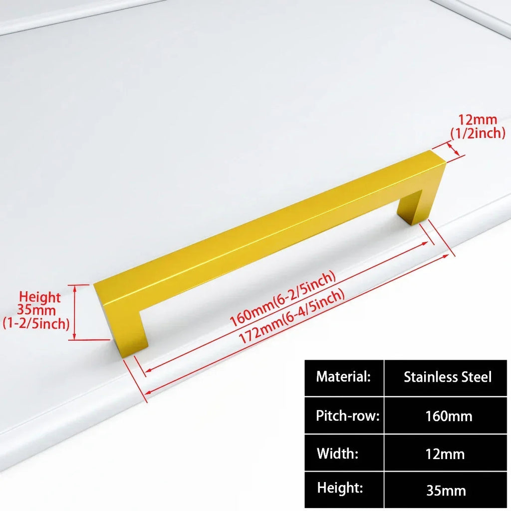 Matte Black Scratch-Resistant Aluminum Alloy Square Bar Pull (Multiple Sizes)