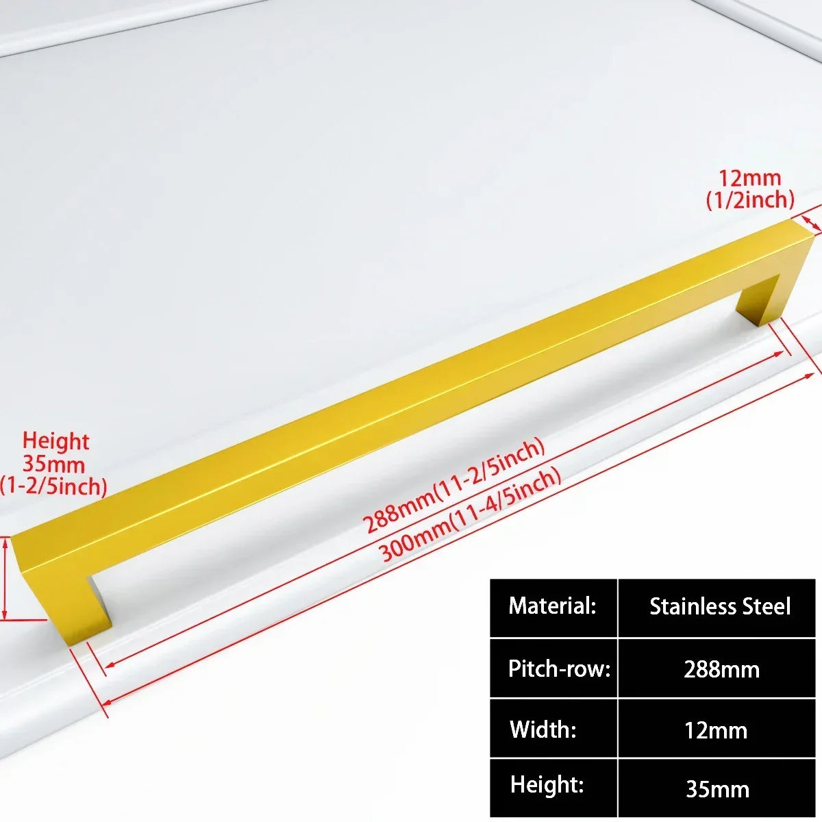 Matte Black Scratch-Resistant Aluminum Alloy Square Bar Pull (Multiple Sizes)
