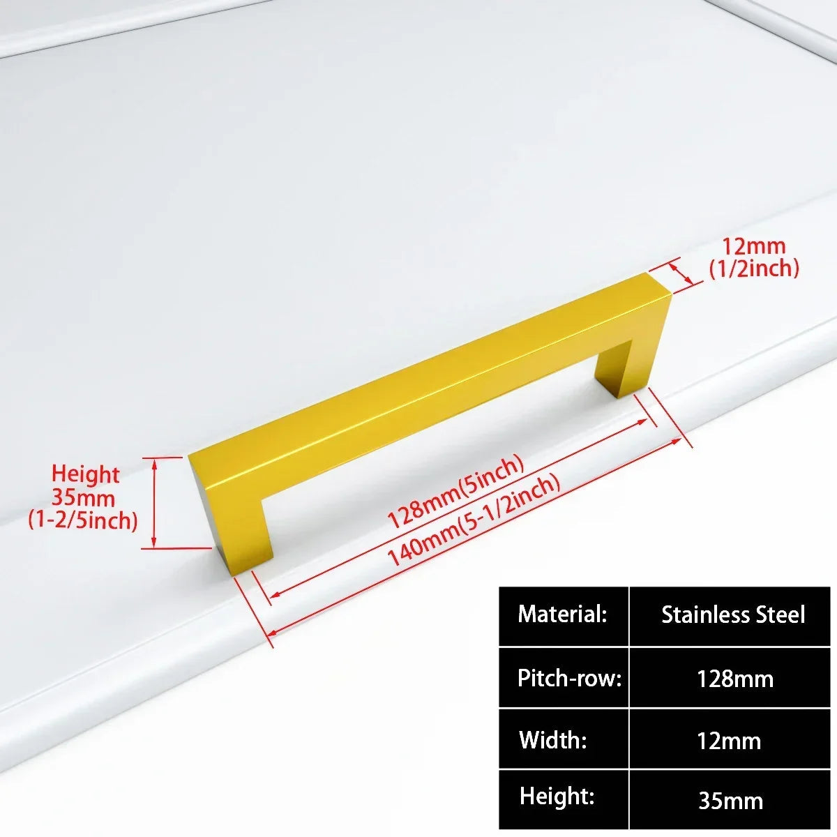 Matte Black Scratch-Resistant Aluminum Alloy Square Bar Pull (Multiple Sizes)