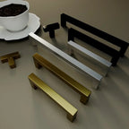 Matte Black Scratch-Resistant Aluminum Alloy Square Bar Pull (Multiple Sizes)