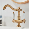 Matte Black Solid Brass Dual-Handle Bathroom Faucet (Single-Hole)