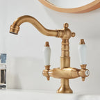 Matte Black Solid Brass Dual-Handle Bathroom Faucet (Single-Hole)