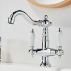 Matte Black Solid Brass Dual-Handle Bathroom Faucet (Single-Hole)