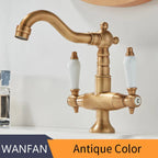 Matte Black Solid Brass Dual-Handle Bathroom Faucet (Single-Hole)