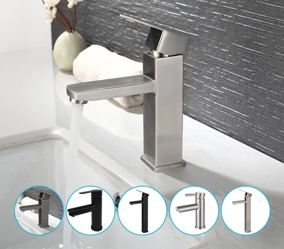 Matte Black Stainless Steel Bathroom Sink Faucet (Ceramic Cartridge)