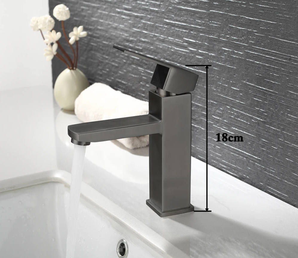 Matte Black Stainless Steel Bathroom Sink Faucet (Ceramic Cartridge)