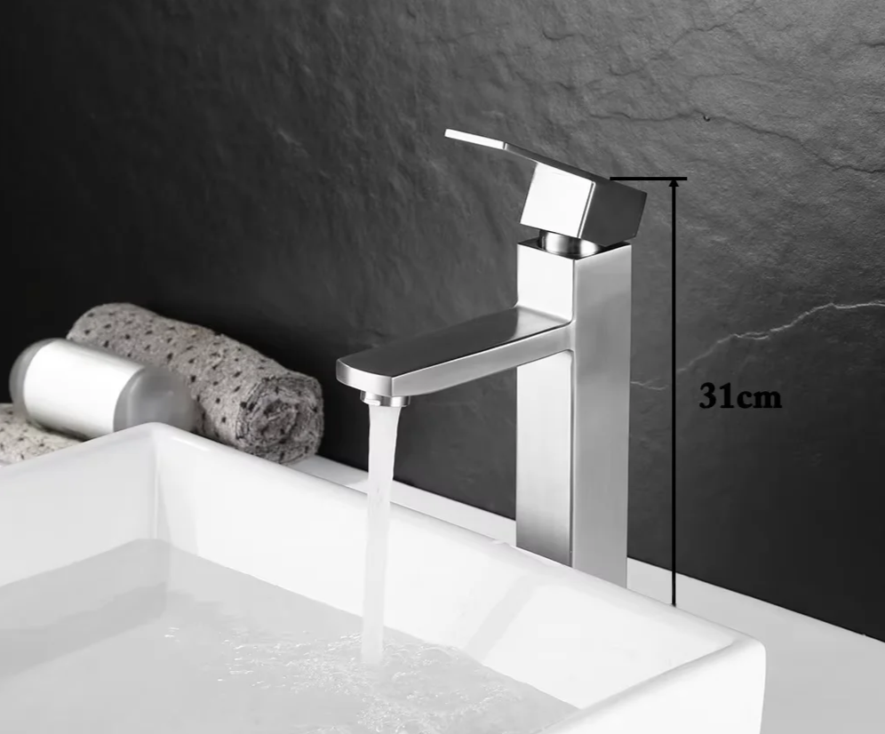 Matte Black Stainless Steel Bathroom Sink Faucet (Ceramic Cartridge)