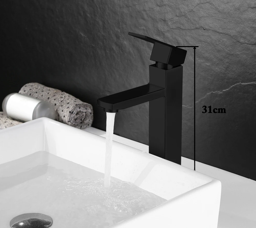 Matte Black Stainless Steel Bathroom Sink Faucet (Ceramic Cartridge)