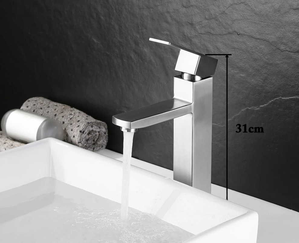 Matte Black Stainless Steel Bathroom Sink Faucet (Ceramic Cartridge)