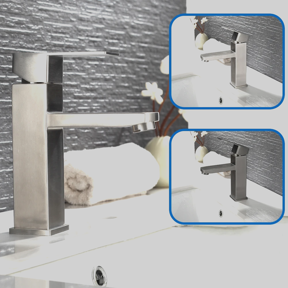 Matte Black Stainless Steel Bathroom Sink Faucet (Ceramic Cartridge)