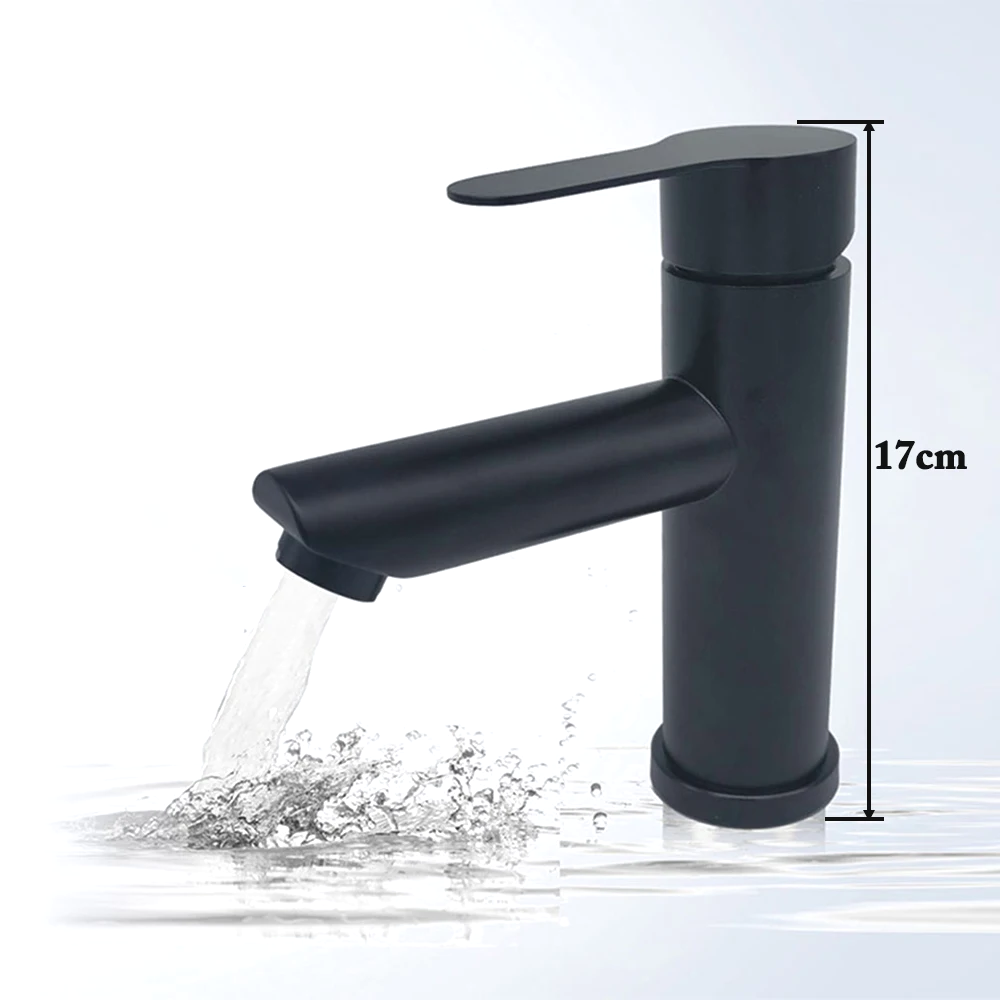 Matte Black Stainless Steel Bathroom Sink Faucet (Ceramic Cartridge)