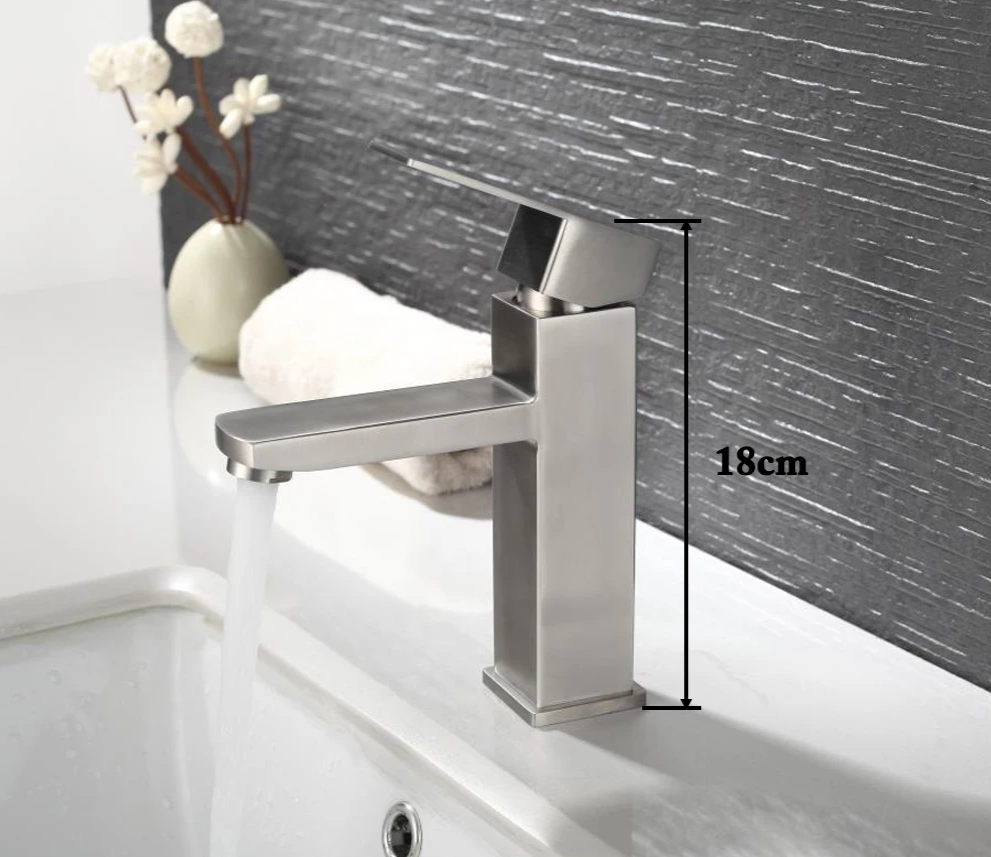 Matte Black Stainless Steel Bathroom Sink Faucet (Ceramic Cartridge)