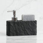 Matte Stone-Texture Refillable Soap Dispenser & Sponge Holder