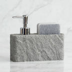 Matte Stone-Texture Refillable Soap Dispenser & Sponge Holder