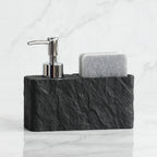 Matte Stone-Texture Refillable Soap Dispenser & Sponge Holder