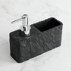 Matte Stone-Texture Refillable Soap Dispenser & Sponge Holder