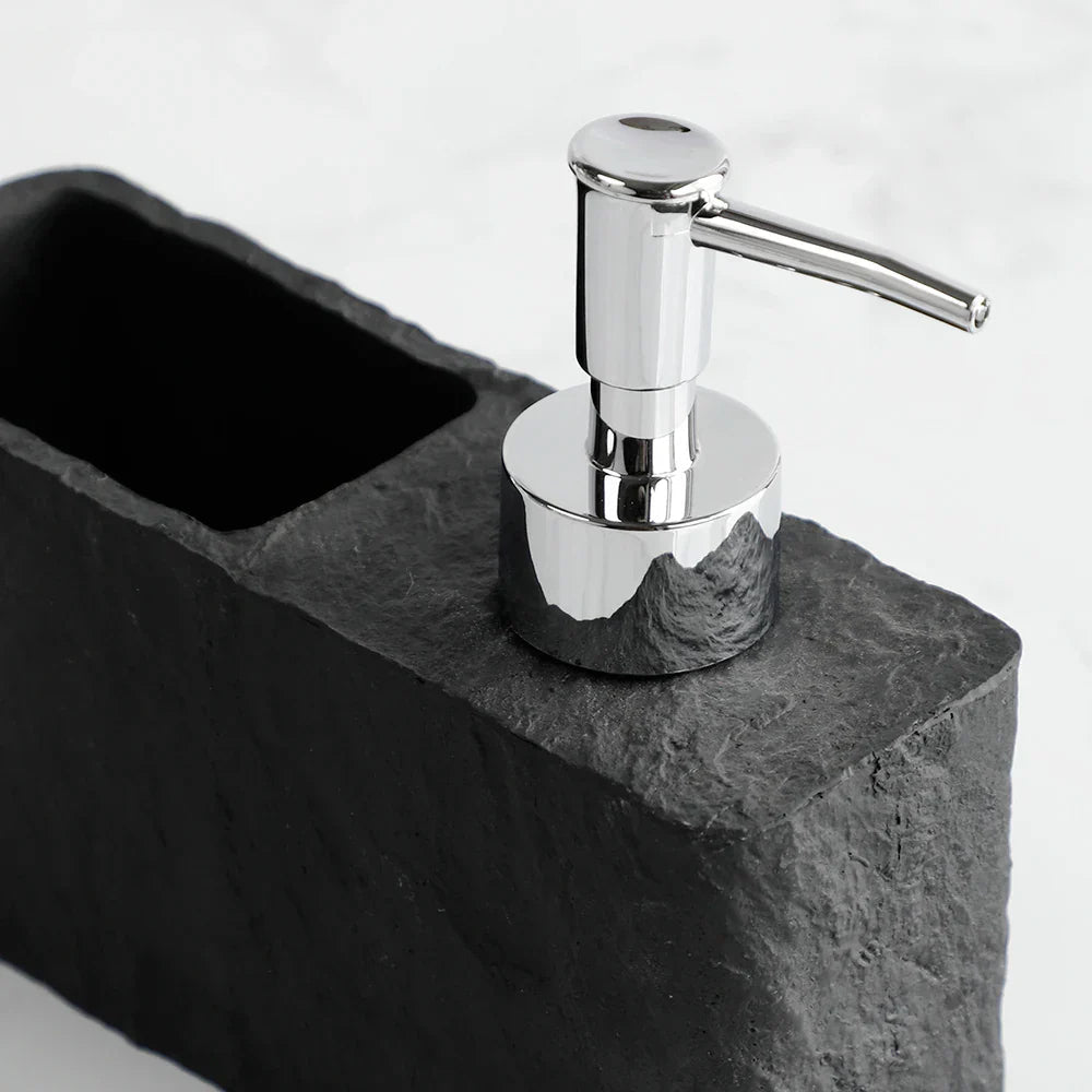 Matte Stone-Texture Refillable Soap Dispenser & Sponge Holder