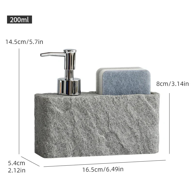 Matte Stone-Texture Refillable Soap Dispenser & Sponge Holder