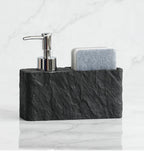 Matte Stone-Texture Refillable Soap Dispenser & Sponge Holder