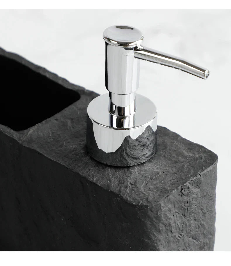 Matte Stone-Texture Refillable Soap Dispenser & Sponge Holder